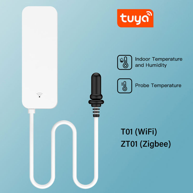 Tuya Wireless Temperature Humidity Sensor with External Probe Smart Home Hygrometer APP Monitoring Plants Aquarium Winery, Alexa Google Compatible, App Alert