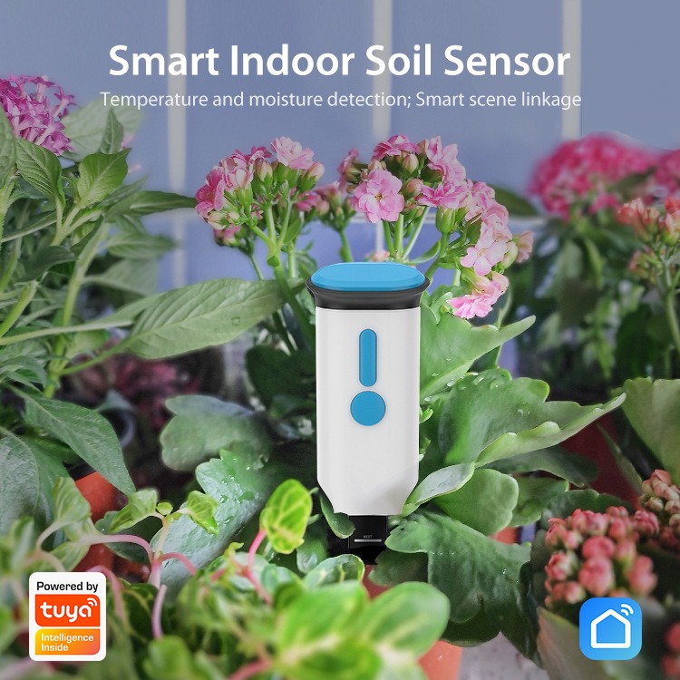 Tuya Smart WiFi & Bluetooth Soil Sensor, Indoor Garden Soil Temperature & Moisture Detector, APP Control for Automated Irrigation