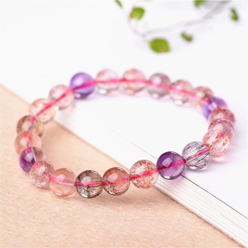 Natural Ice Type Super Seven Bracelet - Single Circle Purple Titanium Quartz Bracelet