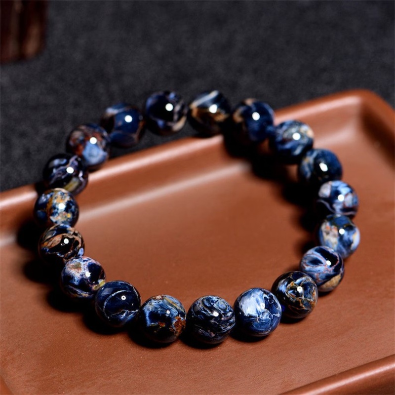 Natural Blue Pietersite Bracelet Pietersite Round Beads Bracelet [Please check pictures and options for different level/color]