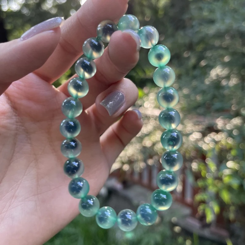 Natural Sugar-Heart Agate Round Bead Bracelet - 6 colors Agate Beaded Bracelet