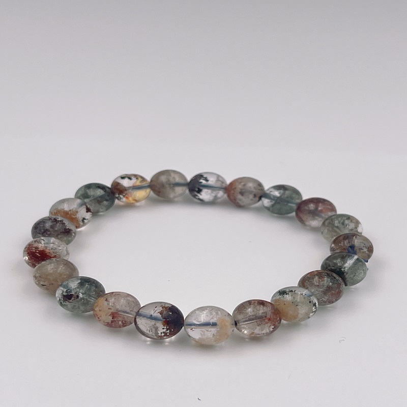 Natural Brazilian Old Mine Devil Blue and Green Aquamarine Round Bead Bracelet