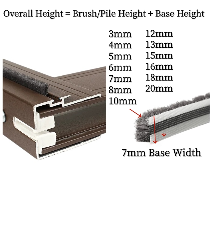 Insert Type Brush Seal 7 mm Width for Doors & Windows | Sliding Door & Window Weatherstrip