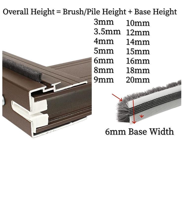 Insert Type Brush Seal 6 mm Width for Doors & Windows | Sliding Door & Window Weatherstrip
