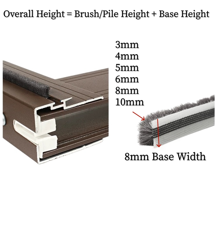 8 mm & 9 mm Base Width Insert Type Brush Seal | Sliding Door & Window Weatherstrip