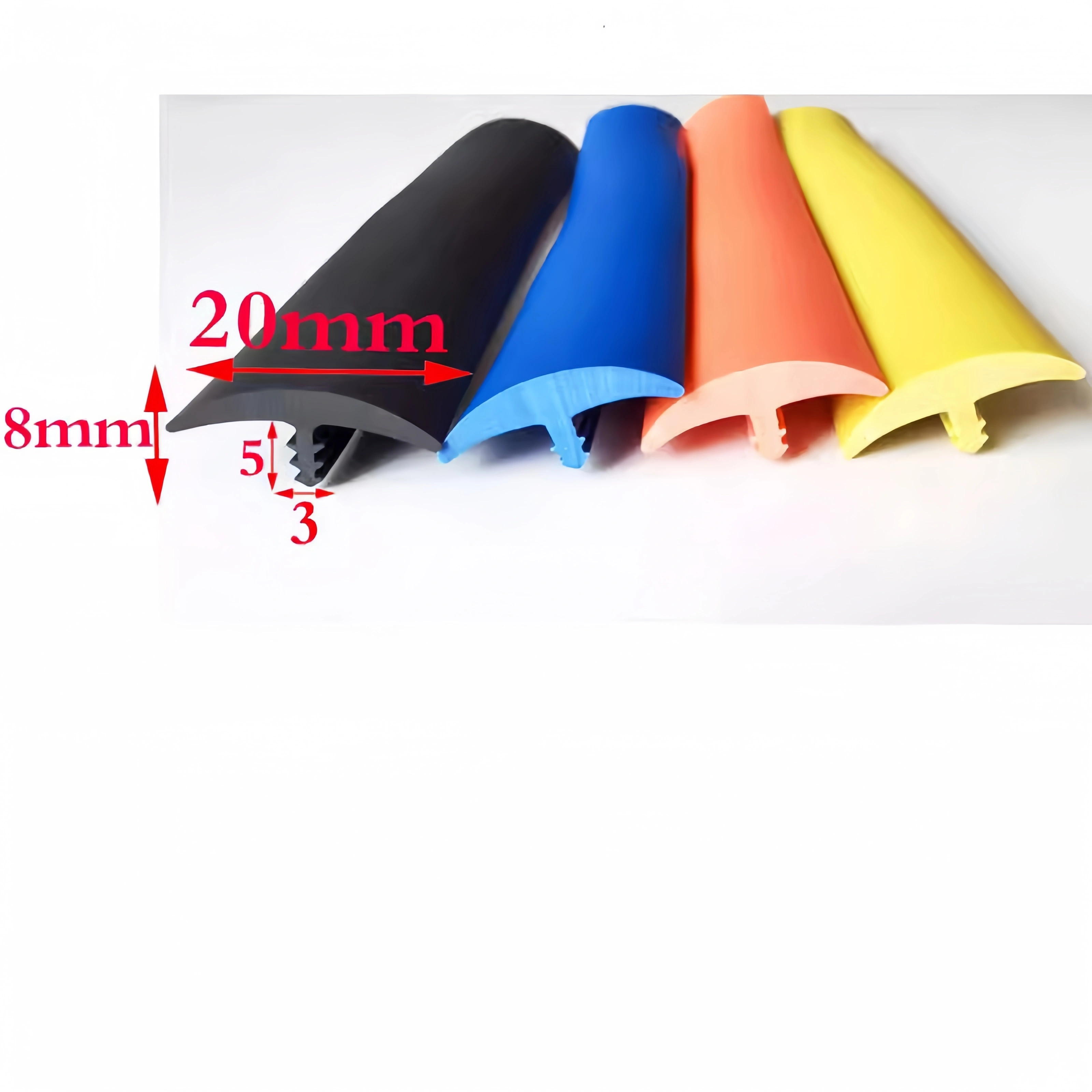 20 x 8 mm Rounded Top T Profile Edge Trim | Flexible PVC Insert Trim for Gap Filling & Edge Protection