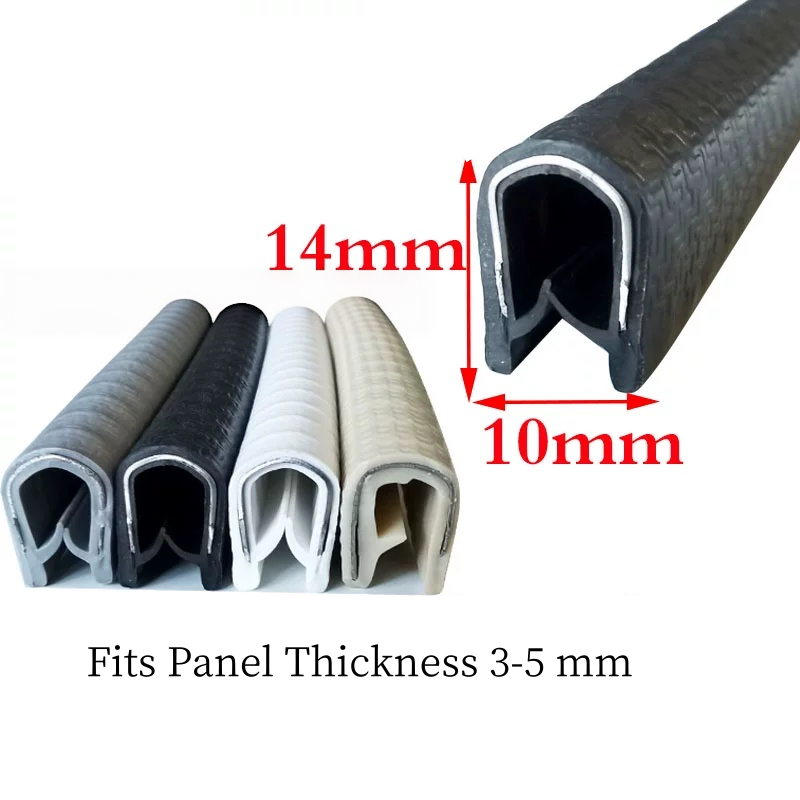 10 x 14 mm PVC Metal-Reinforced Pinchweld Edge Trim | U Channel Edge Seal for 3–5 mm Panels