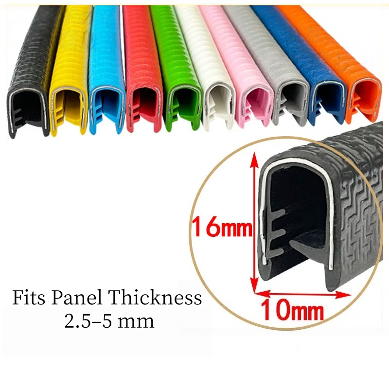 10 x 16 mm PVC Metal-Reinforced Pinchweld Edge Trim | U Channel Edge Seal for 2.5–5 mm Panels