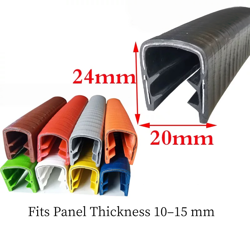 20 x 24 mm PVC Metal-Reinforced Pinchweld Edge Trim | U Channel Edge Seal for 10–15 mm Panels