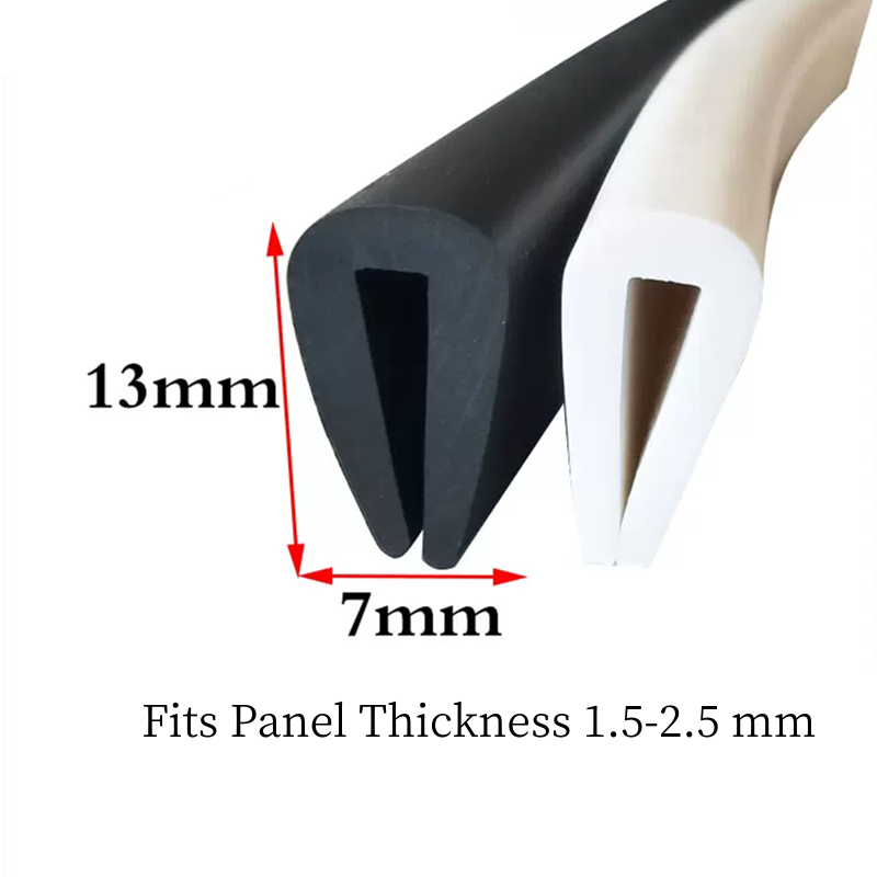7 x 13 mm PVC Rounded U Channel Edge Trim | 1.5–2.5 mm Panel Edge Protector