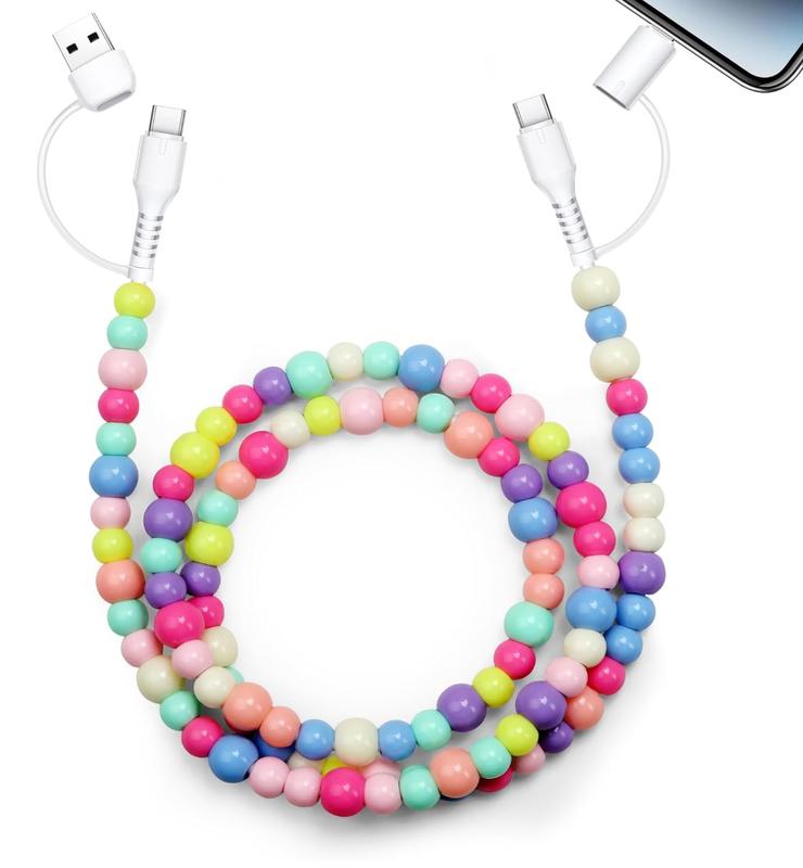 Colorful beaded data cable