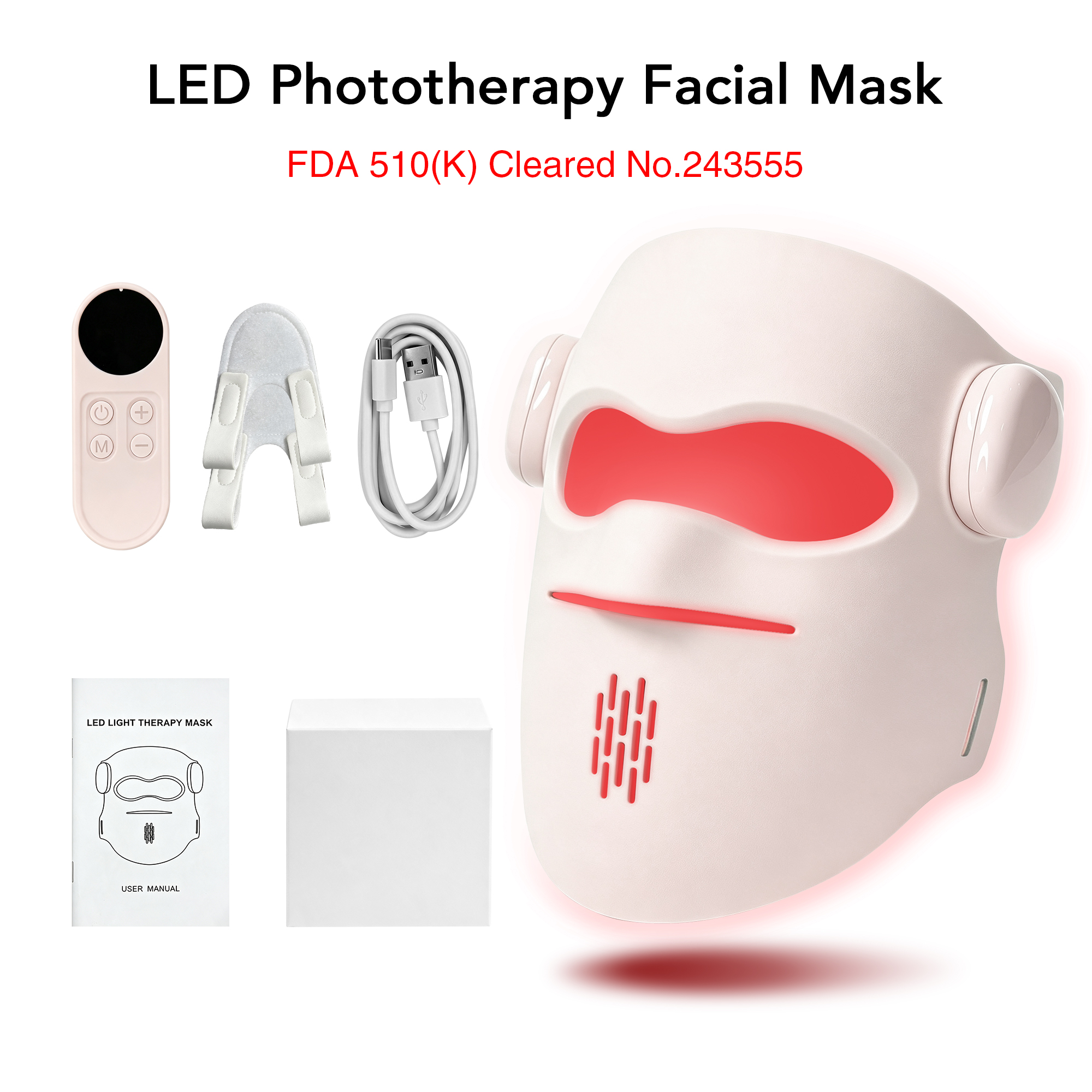 Red Blue Green NIR LED Facial Therapy Mask FDA‑Cleared Home Beauty Device