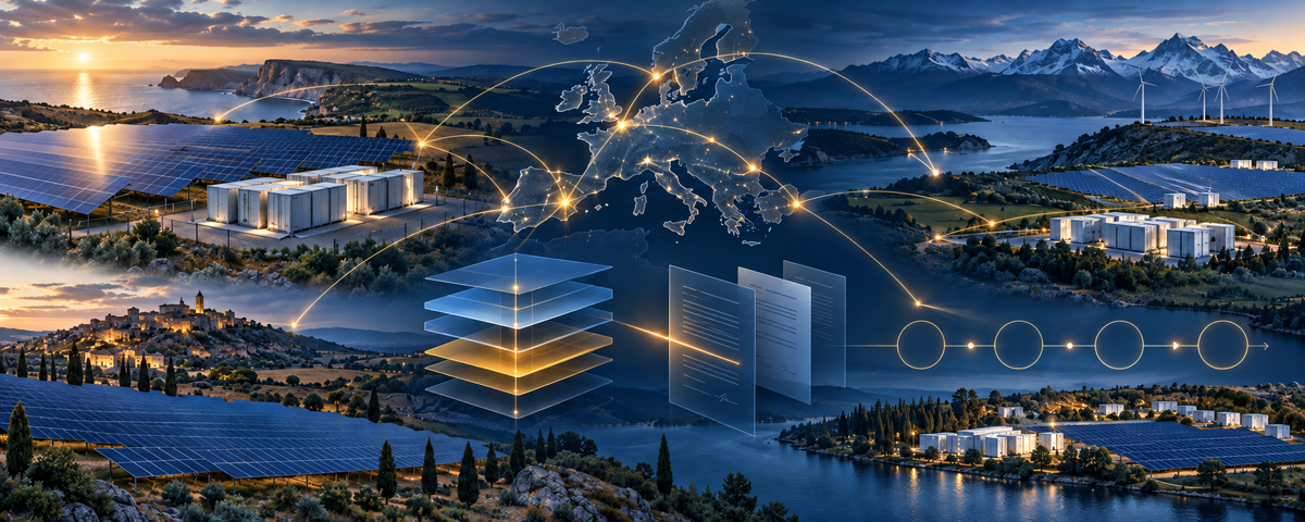 A connected European portfolio of solar and storage assets with capital and project-stage motifs