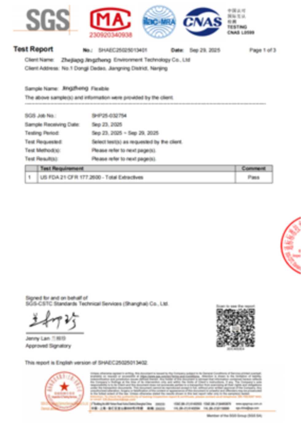 SGS Certified  FDA Compliant  Food Safe