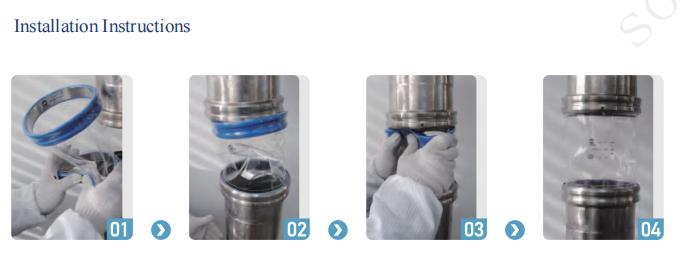 Tool-free installation of SOSHH snap-on flexible PU sleeve