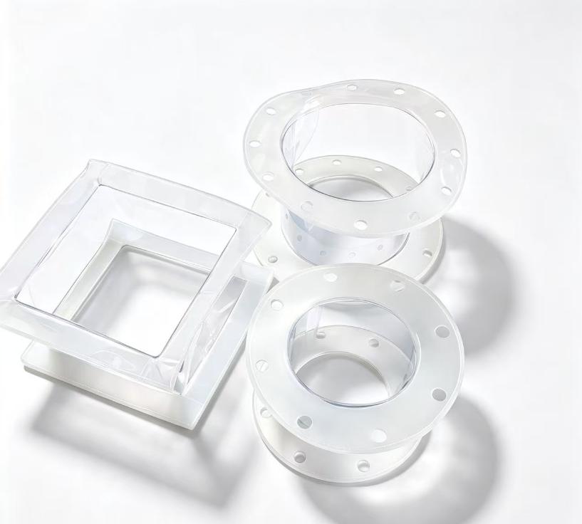 SOSHH custom-engineered square-to-round transitions and pre-punched flanged PU flexible connectors for complex powder handling retrofits in Thailand