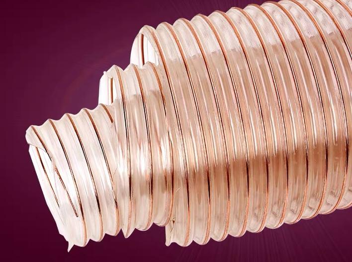 Reinforced polyether TPU flexible hose with internal support ring for high negative pressure