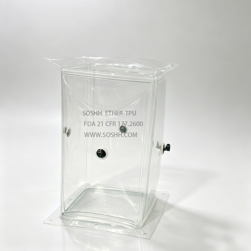 Custom rectangular TPU flexible sleeve with integrated airtight cable glands for level sensors and nitrogen purge ports