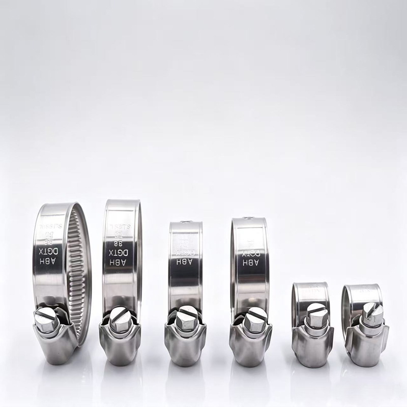304 and 316 stainless steel worm gear hose clamps in various diameters for food processing