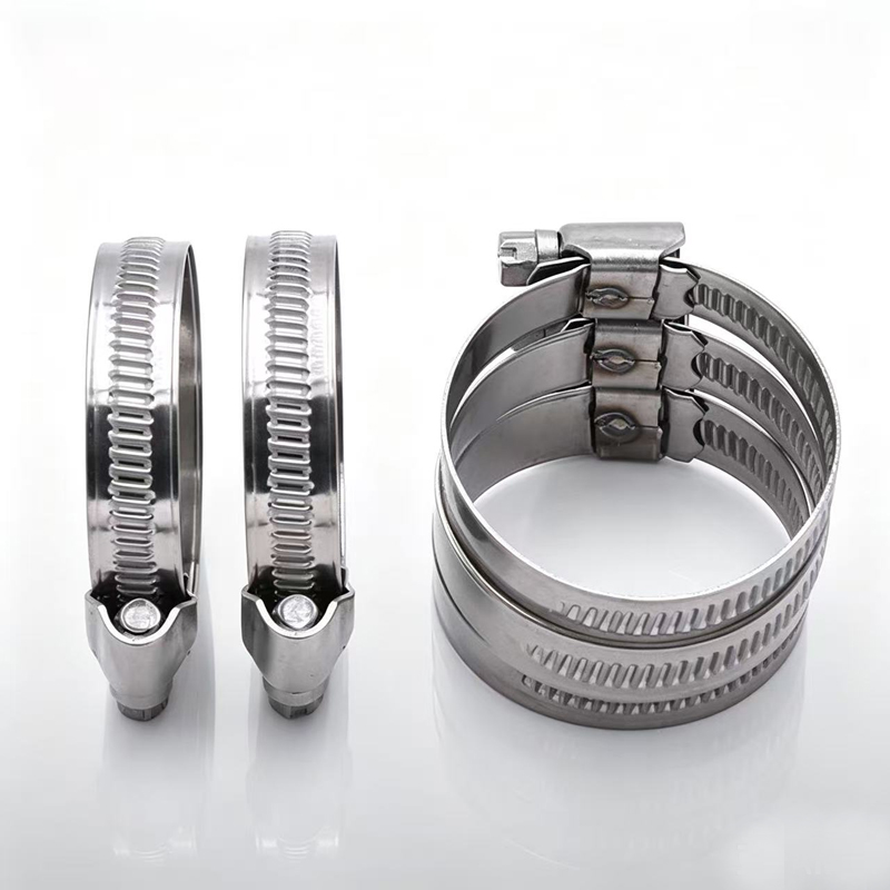 Rolled edge hose clamp design preventing damage and tearing on soft TPU flexible sleeves