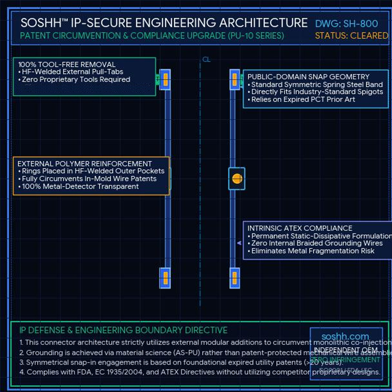 SOSHH Tool-Free Snap-In Flexible Connector (ATEX & Metal Detector Safe)