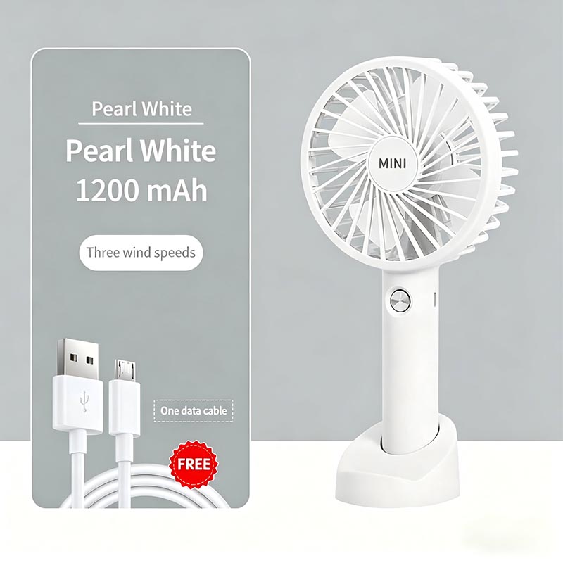 Mini Handheld Fan 3-Speed Rechargeable Portable Cooling Fan with Base