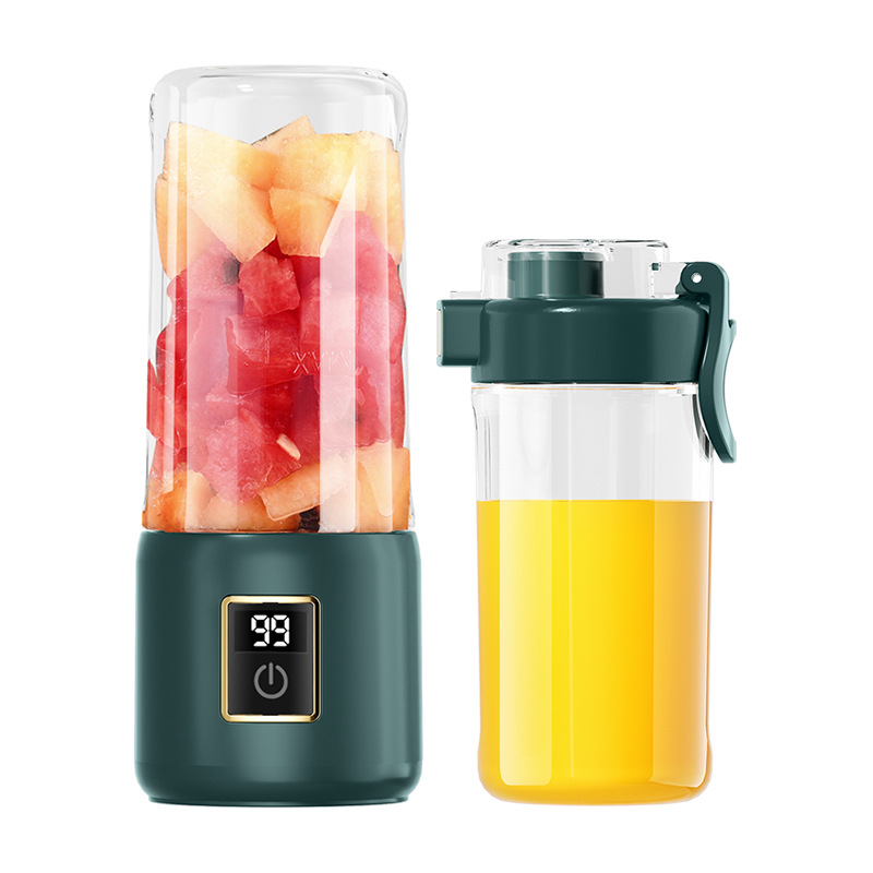 12-Blade Touch Control Juicer Cup with Digital Display, 2 Cups USB Rechargeable Personal Blender, Wireless Mini Smoothie Blender 