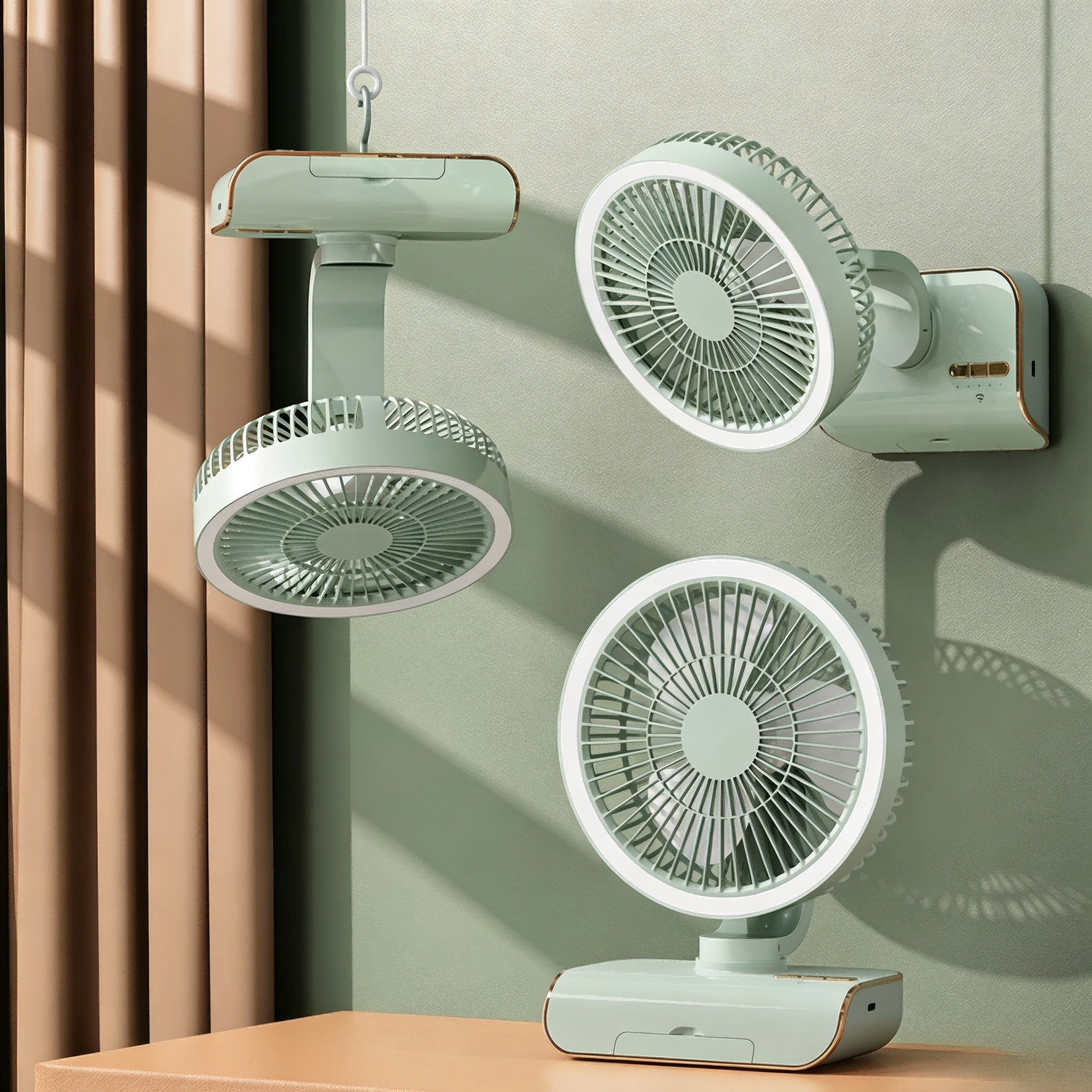 USB Rechargeable 4000mAh Dual-Use Portable Air Conditioner Fan Wall-Mounted for Home Outdoor-Digital Desktop Air Conditioner Fan