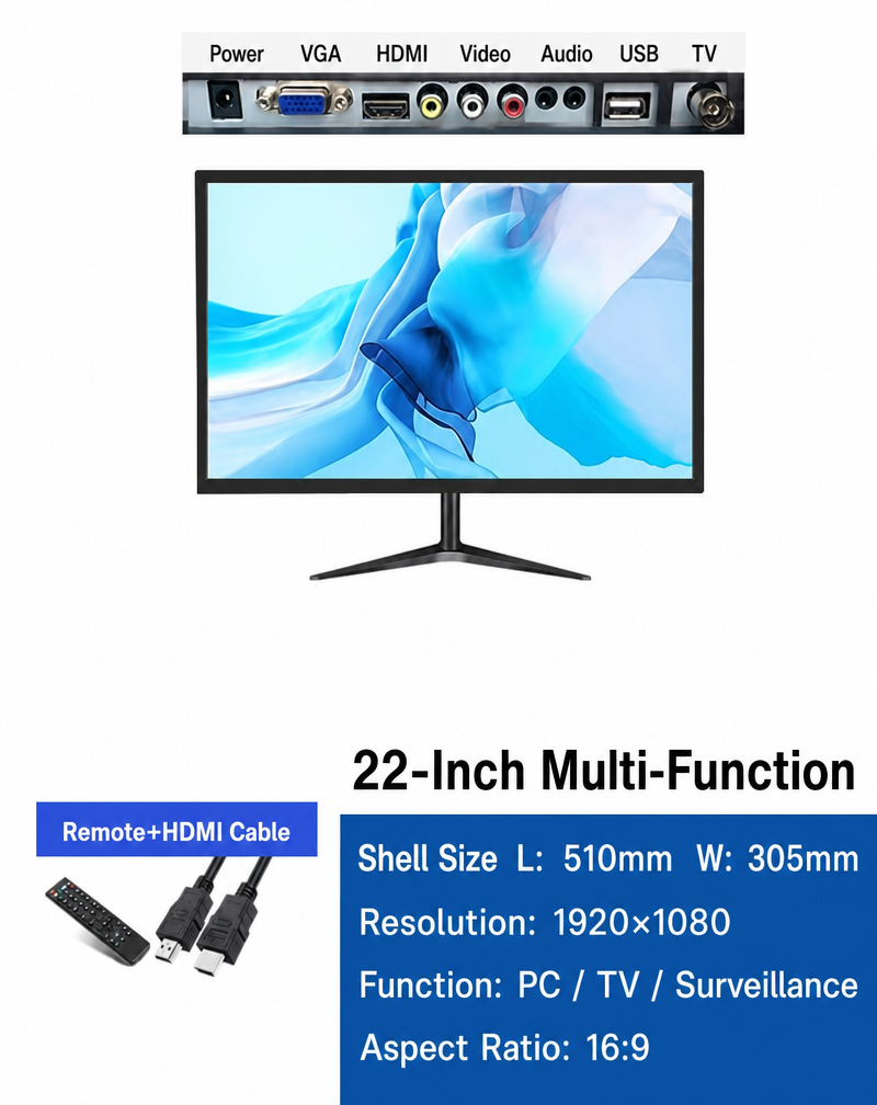 22"TV/Computer Dual purpose Monitor FHD 1920 * 1080 75HZ