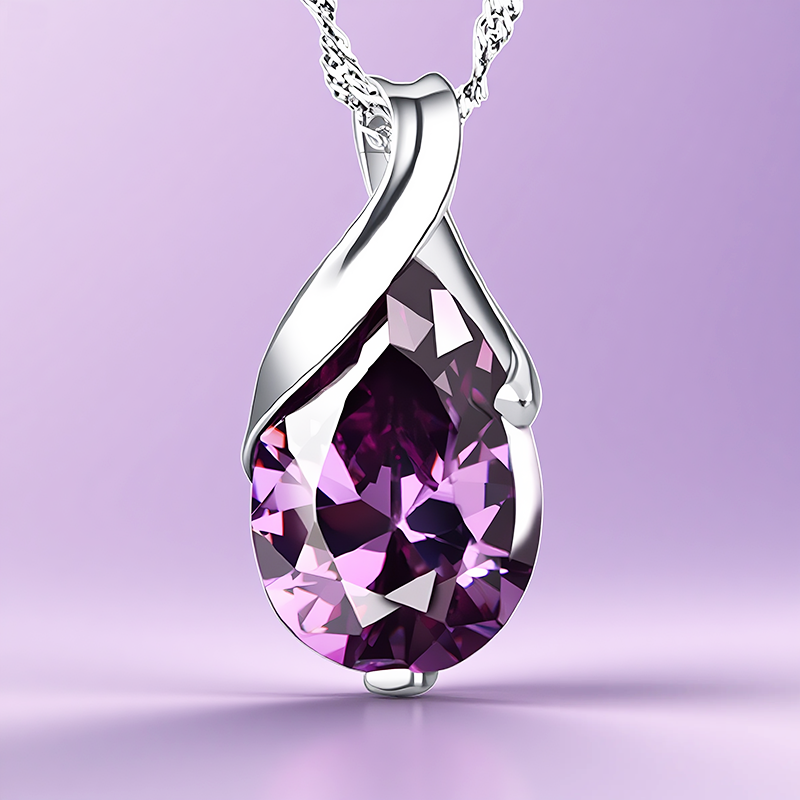 Purple Crystal Ladies Necklace Angel's Tears Pendant Ornament