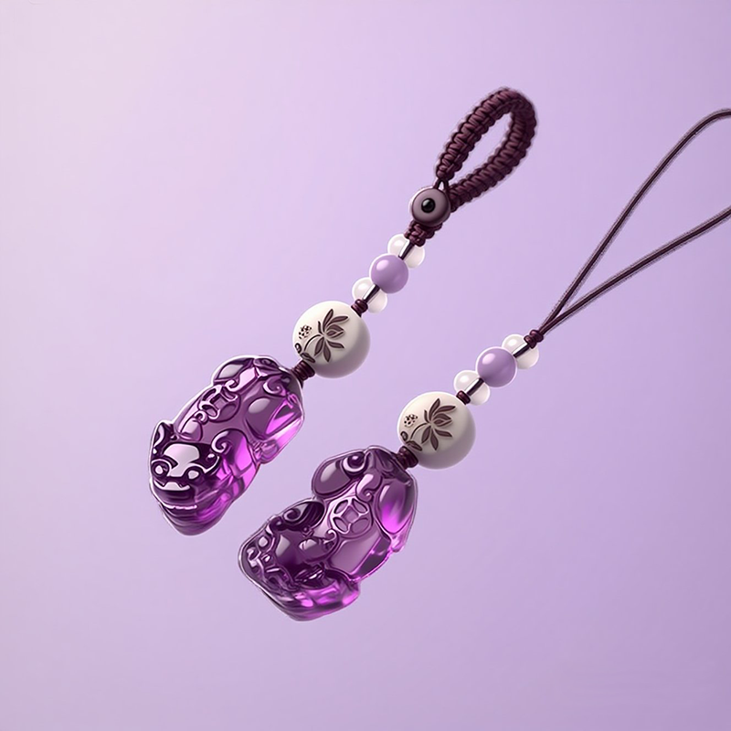 Amethyst Pixiu car keychain pendant