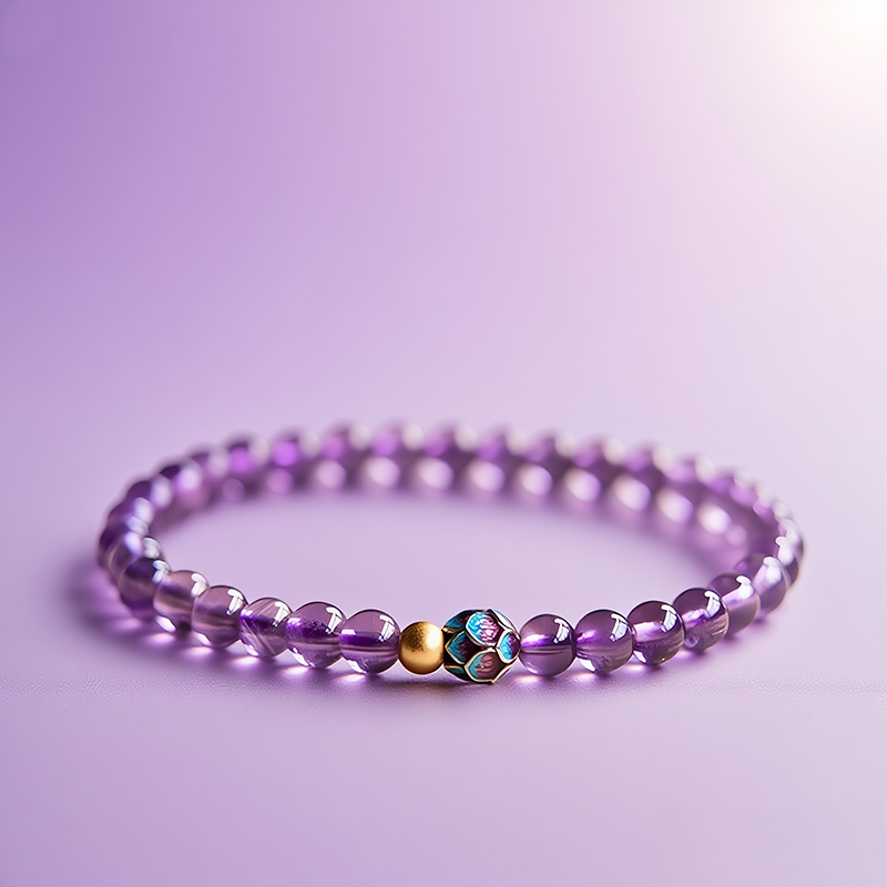 New Chinese amethyst bracelet men's and women's meditation lotus transfer beads