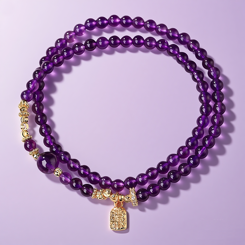 New amethyst beaded bracelet women's exquisite crystal transfer beads