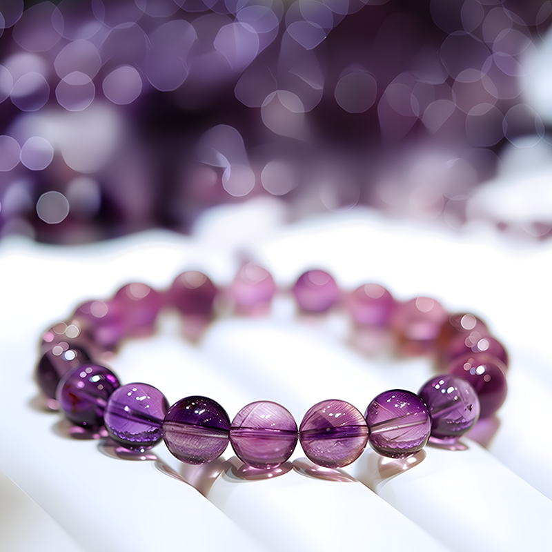 Natural purple hair crystal lucky super seven bracelet.
