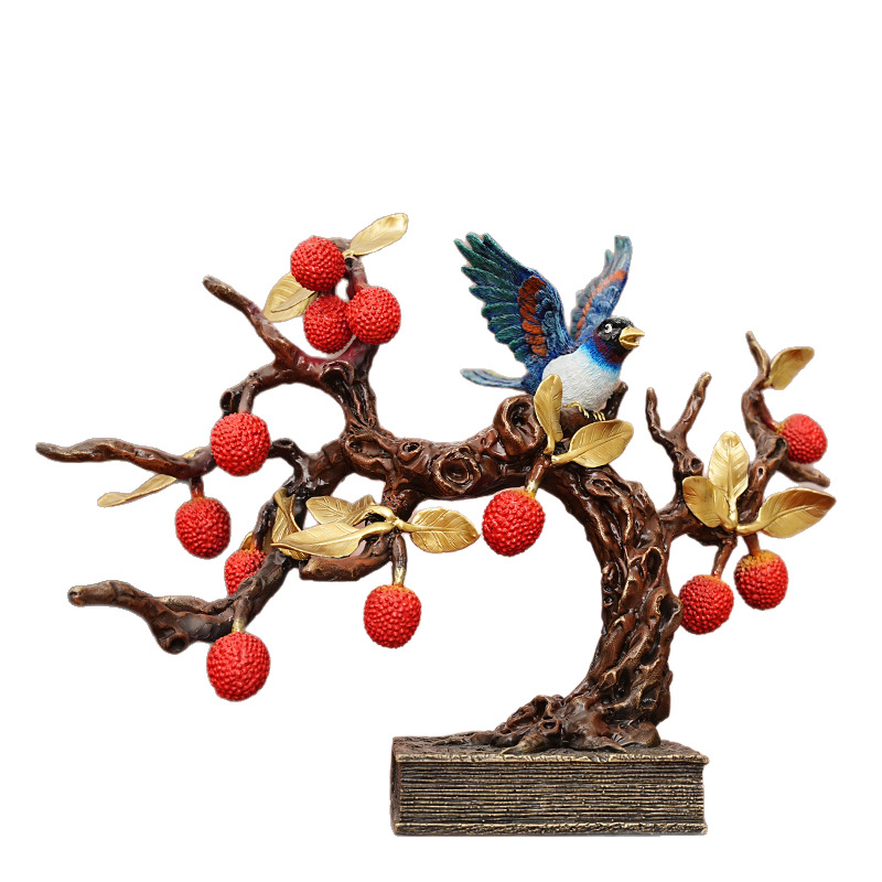 Guest desktop office Chinese home new lychee decoration living room brass ornament gift box