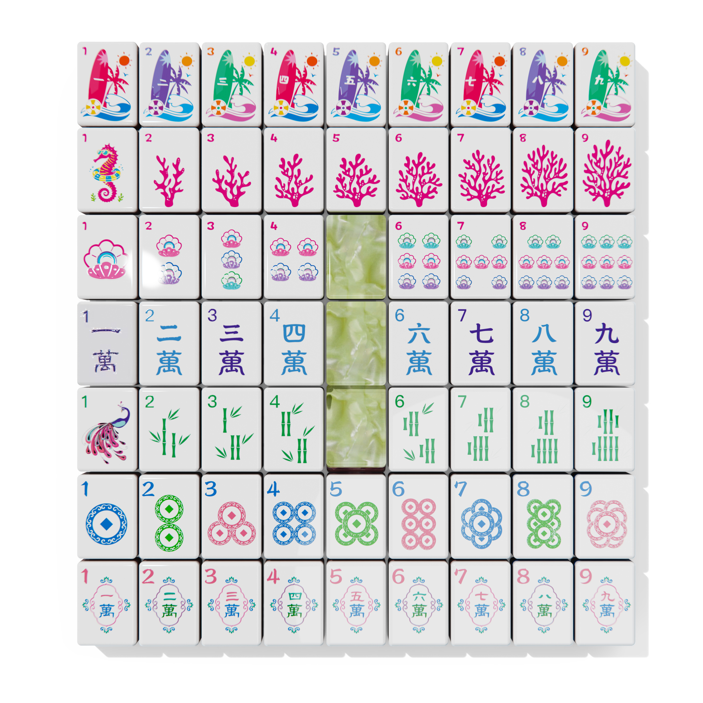 Tropical Mint Green American Mahjong Set