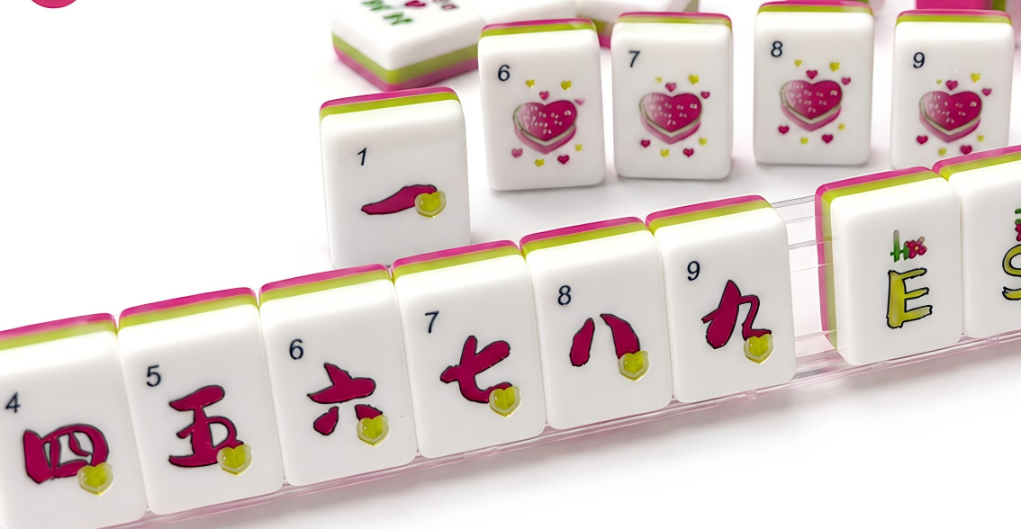 Summer Sweetheart Rose Red Handmade Mahjong, 30mm, 160 Mahjong Tiles, includes gift box, cloth bag, dice, chips, wind indicator, and rule card
