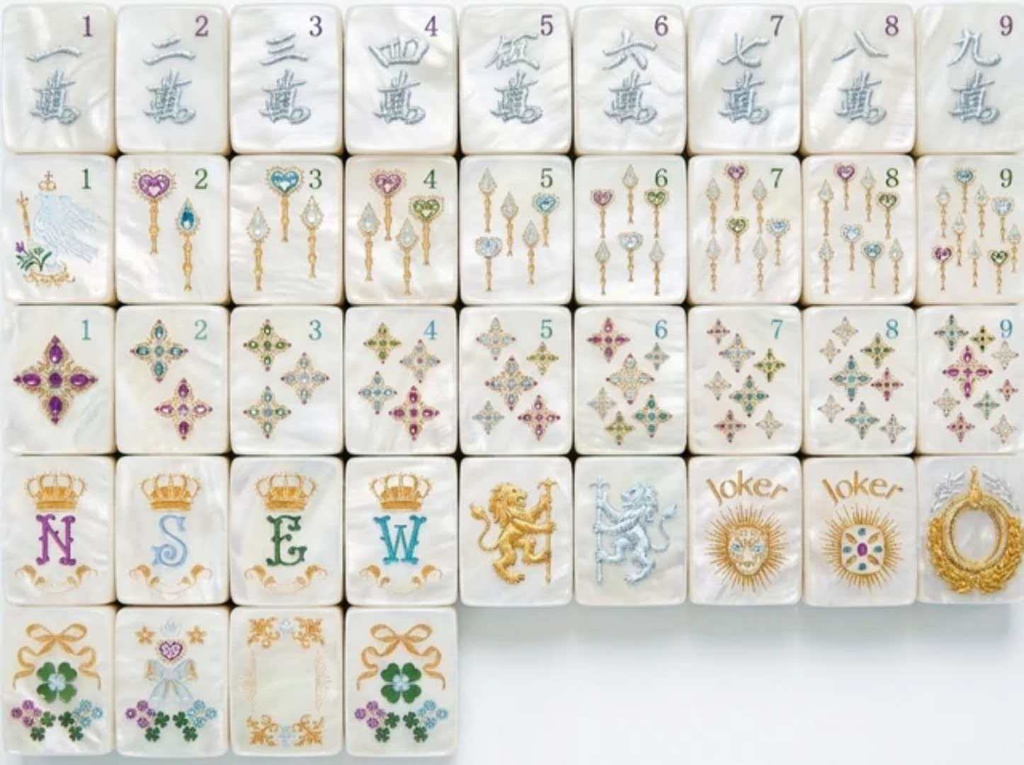 Art-style diamond pearl acrylic mahjong, 36mm, 160 tiles, a must-have for family game nights