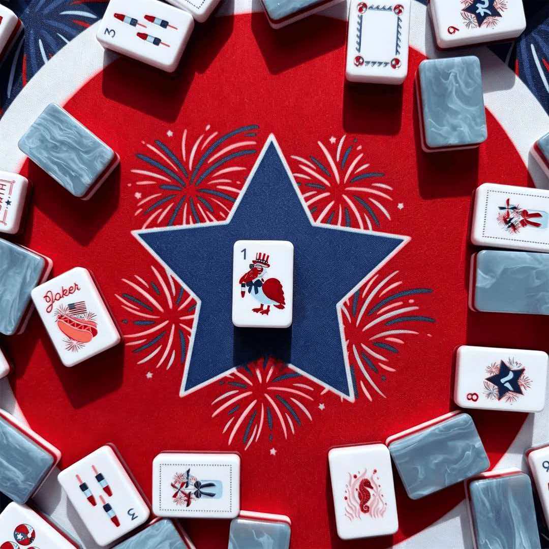 Blue and White Airline Star Acrylic Mahjong, 36mm, 160 pieces, a must-have for family game night