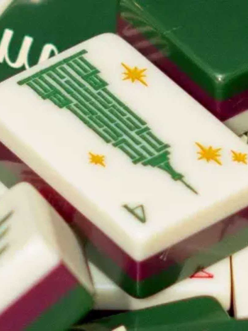 New York Empire State Building acrylic mahjong, 36mm, 160 pieces, a must-have for family game night