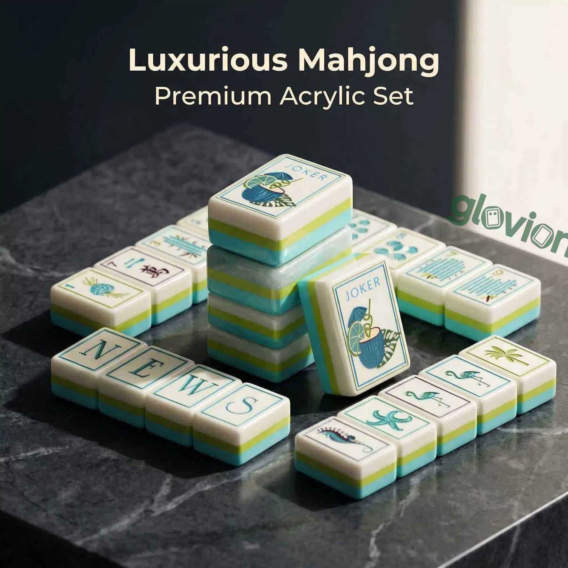Classic Coral Coast Acrylic Mahjong, 36mm, 160 pieces, a must-have for family game night