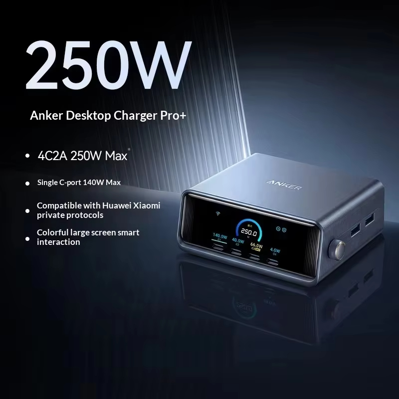 ！New Anker Prime Pro+ All-Protocol GaN 250W Six-Port Desktop Charger with Super Fast Charging for IPhone/Huawei/Xiaomi/iPad！