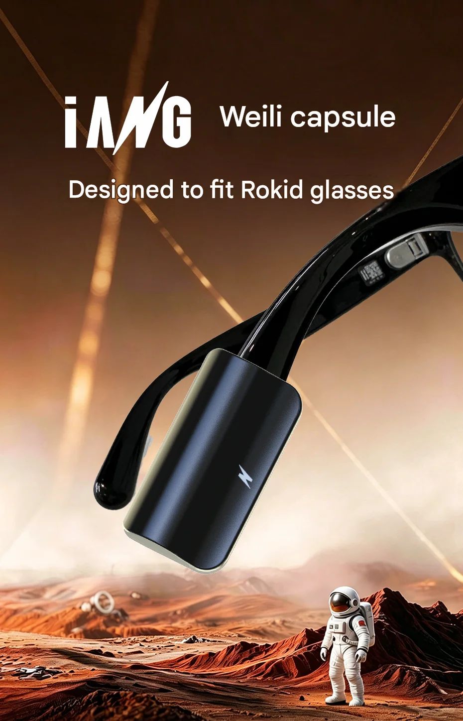 Villi Capsule Magnetic Charger, Smart Fast Charging 880/1100mAh Power Bank for Rokid Glasses