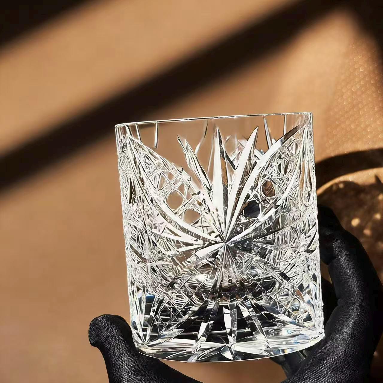Clear Starburst Edo Kiriko Whiskey Glass | Handcrafted Gift