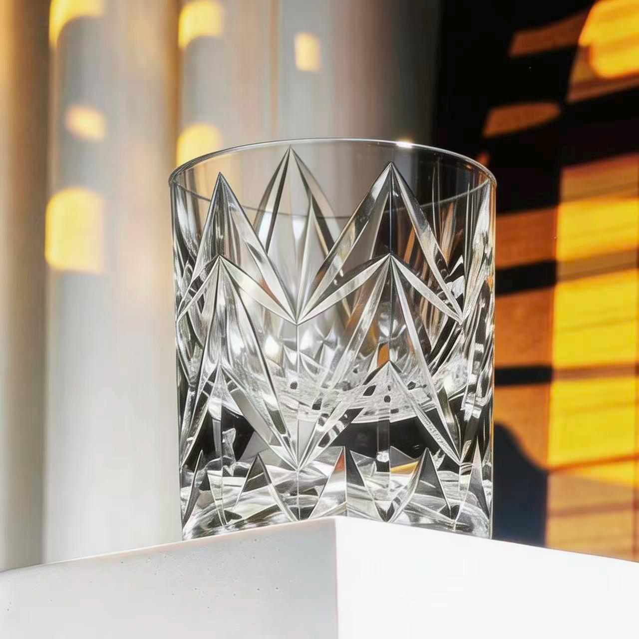 Clear Diamond Spike Edo Kiriko Whiskey Glass | Handcrafted Gift