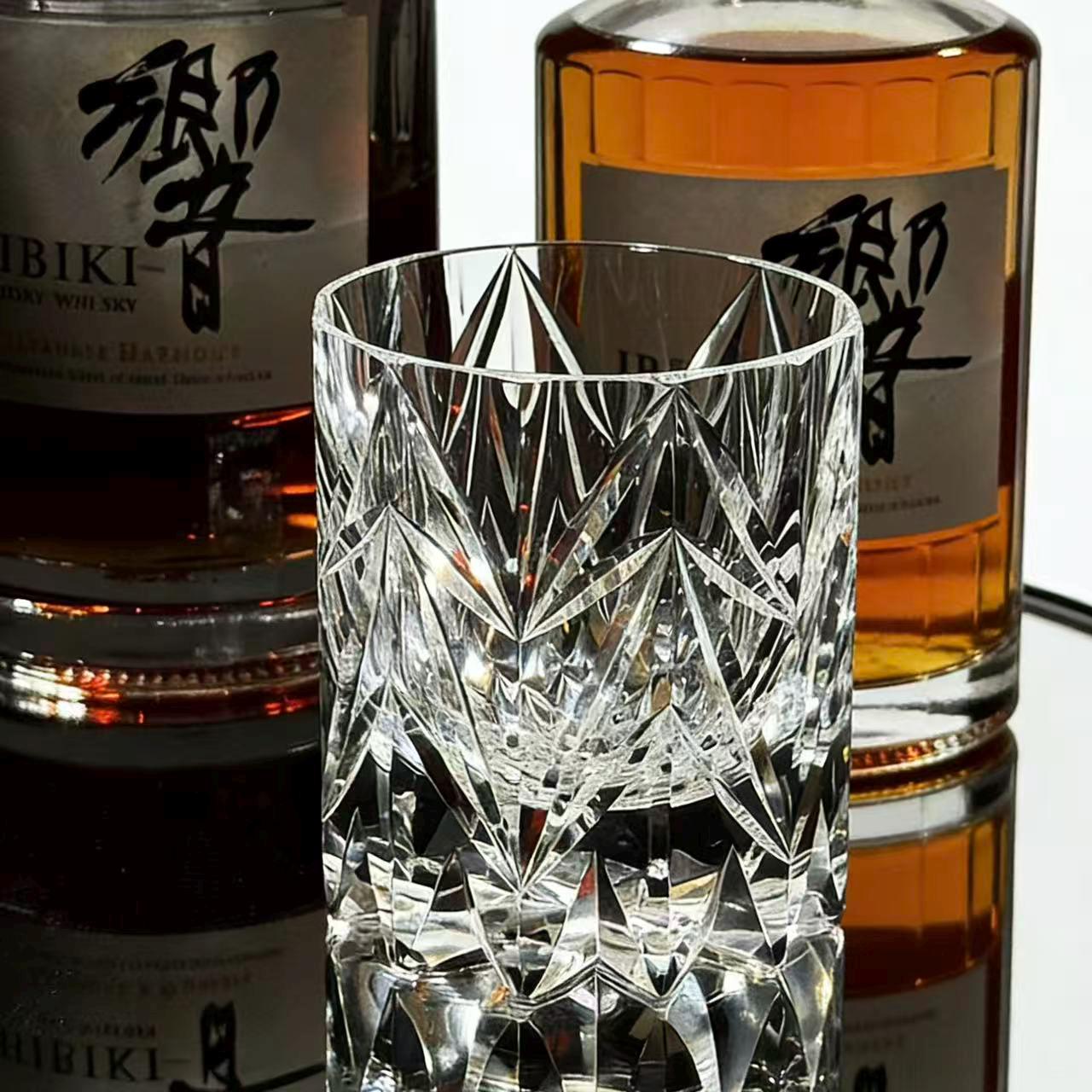 Clear Diamond Spike Edo Kiriko Whiskey Glass | Handcrafted Gift
