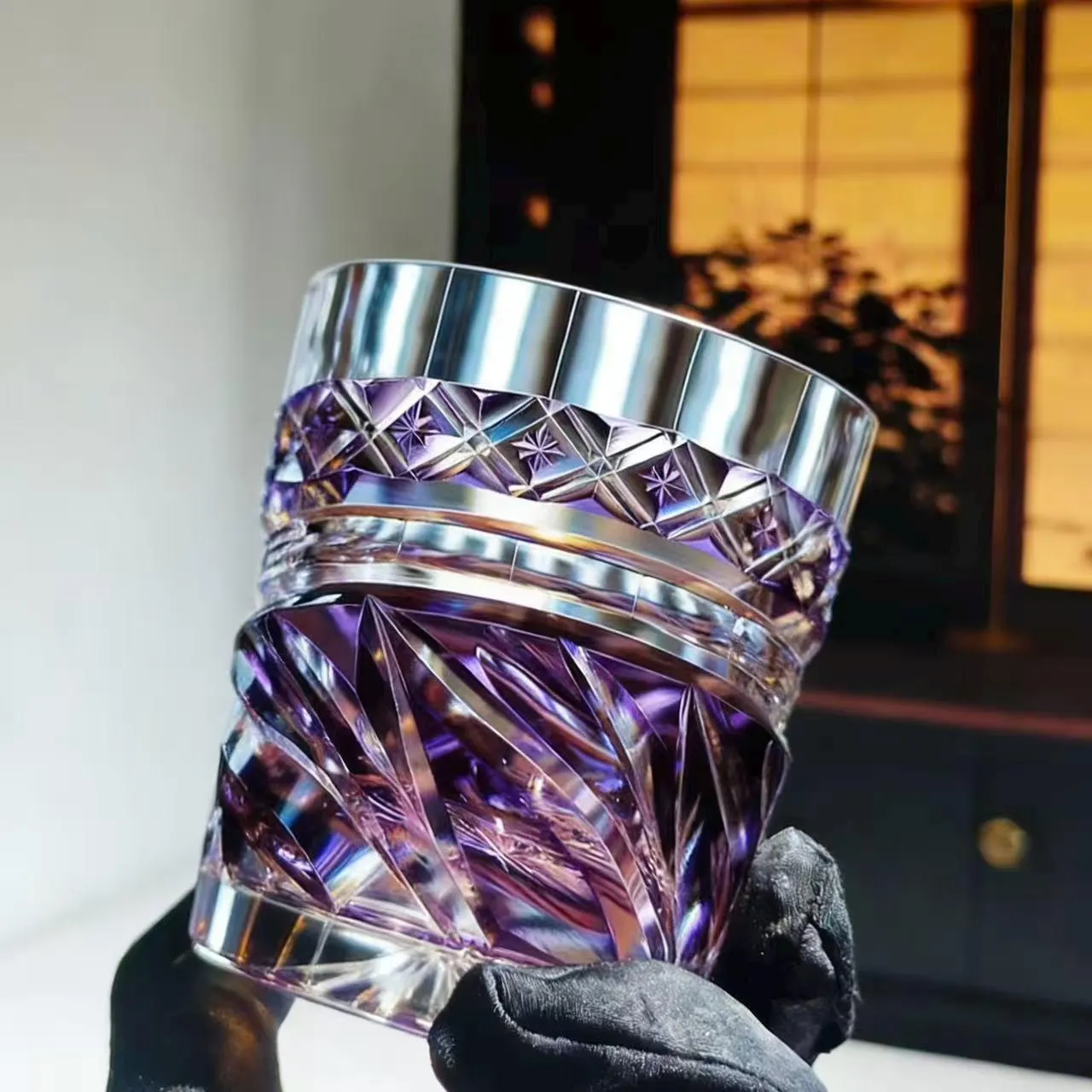 Teal Star Diamond Edo Kiriko Whiskey Glass | Luxury Handmade Gift🎁