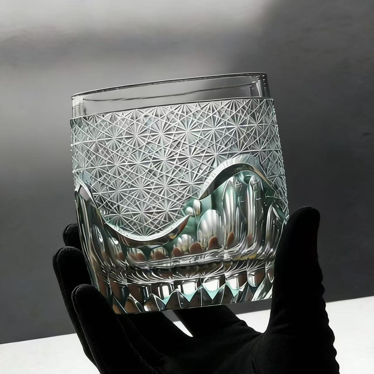 Clear Mountain Star Edo Kiriko Whiskey Glass | Handmade Luxury Gift🎁