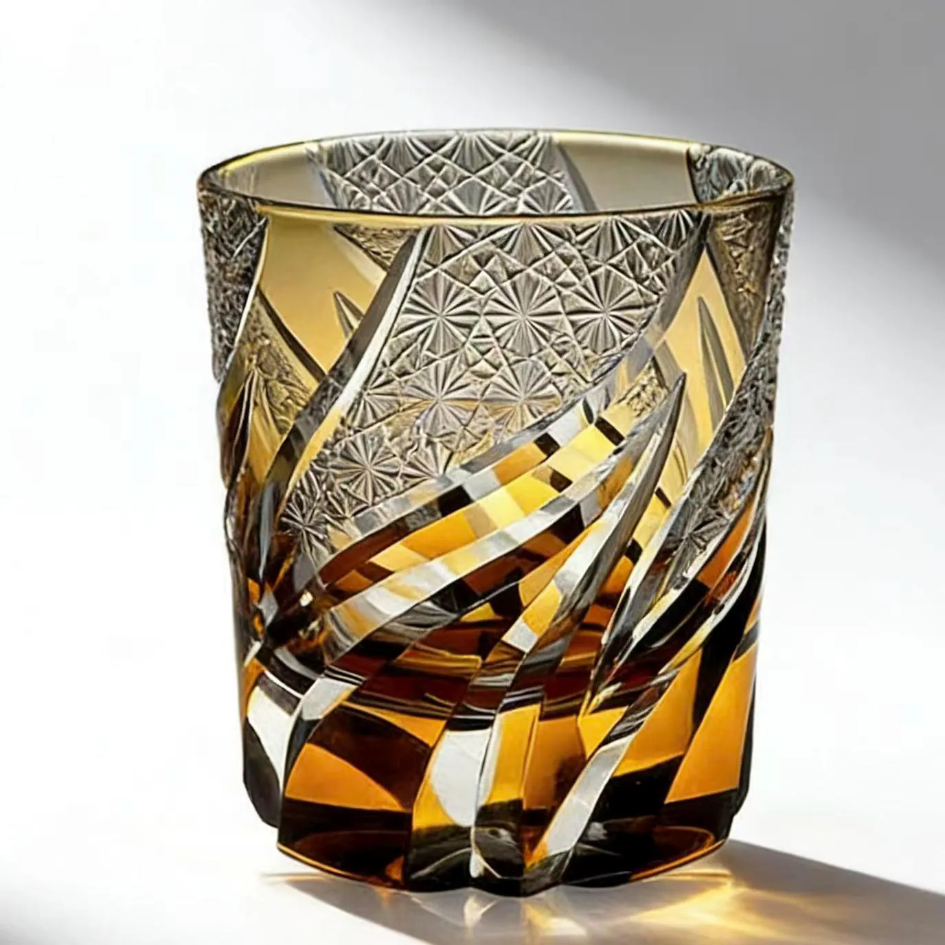 Amber Swirl Blade Edo Kiriko Whiskey Glass | Luxury Handmade Gift🎁