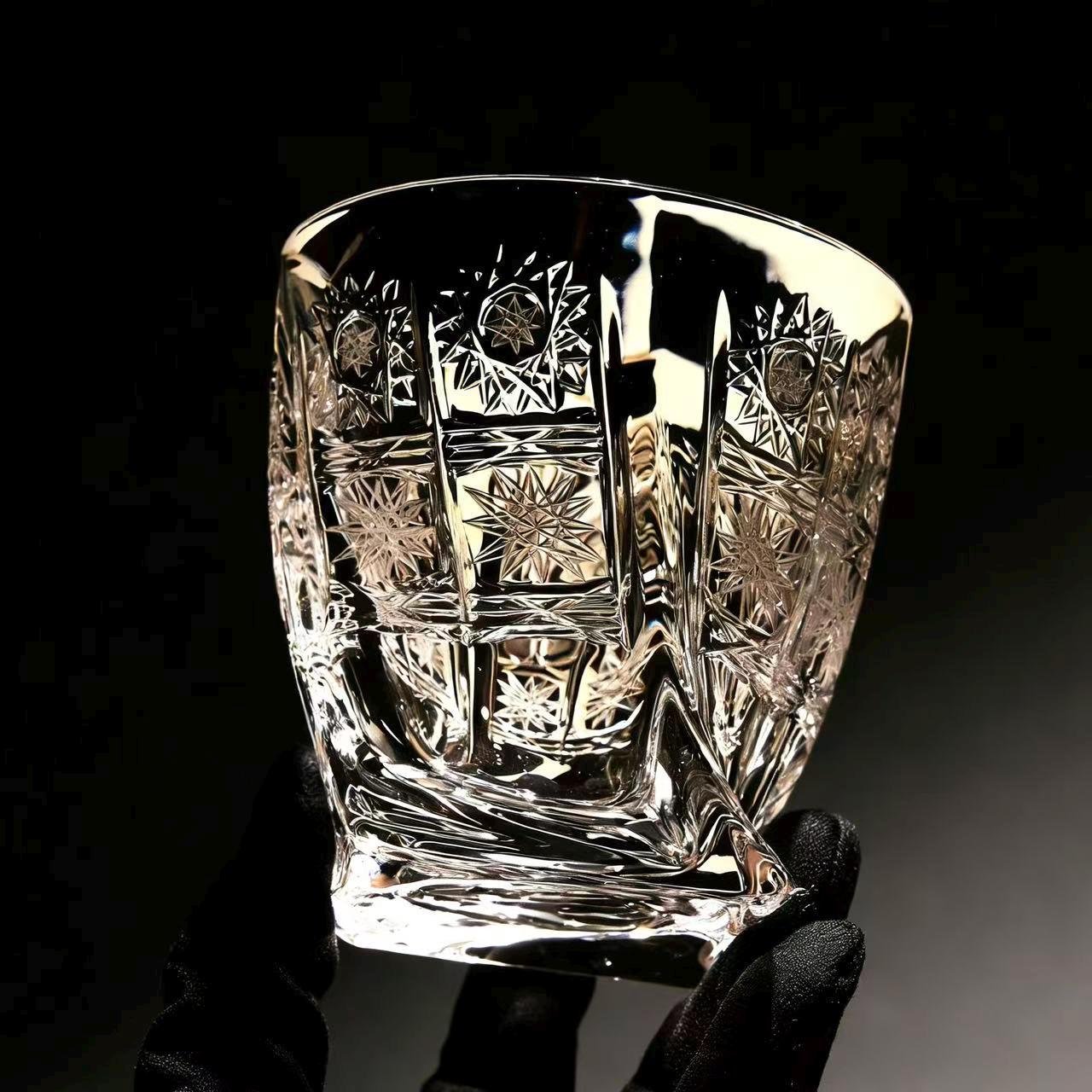 Clear Star Grid  Whiskey Glass | Luxury Handmade Gift